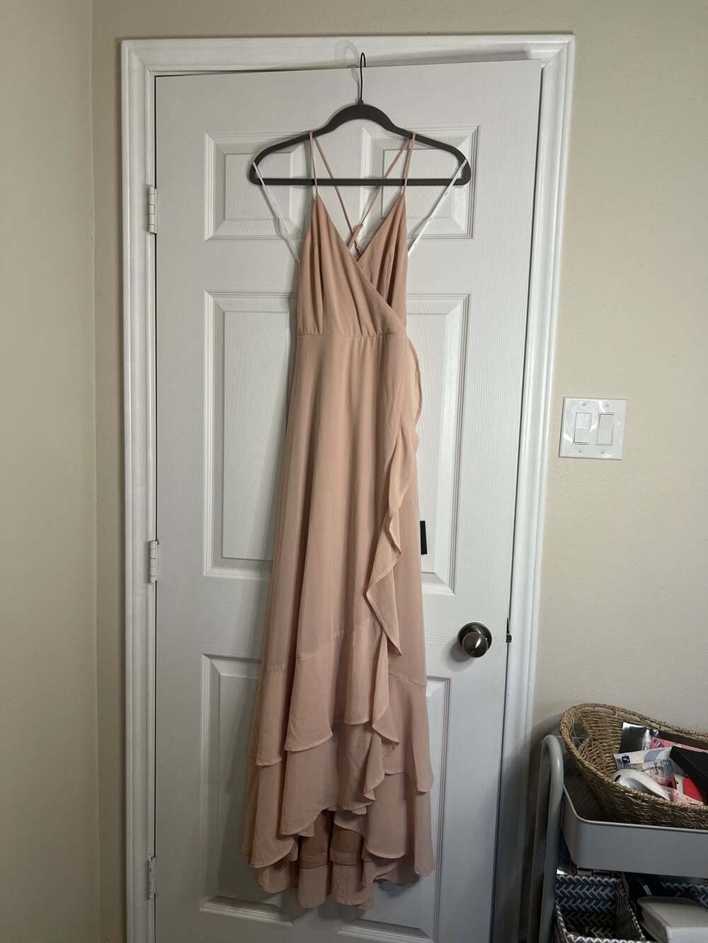 Lulus In Love Forever Light Blush Lace-Up High-Low Maxi Dress